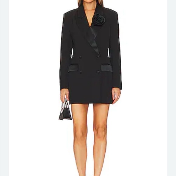 Bardot Jackets & Blazers - Bardot Black Double-Breasted Blazer Dress with Satin Trim